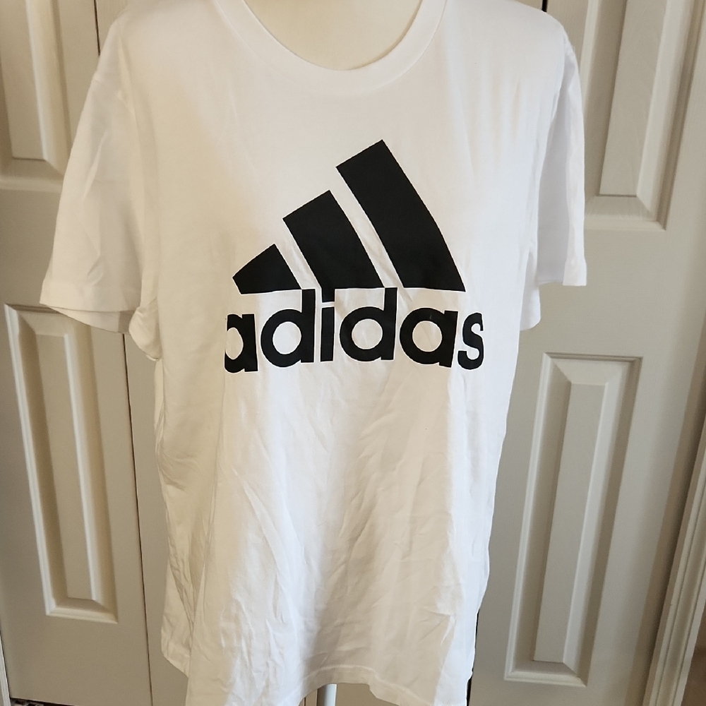 Adidas White Tee with Black Emblem